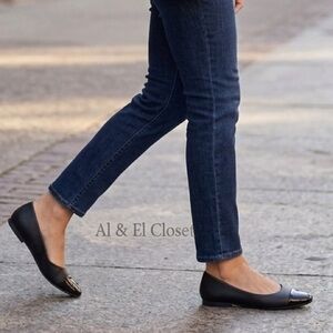 DV by Dolce Vita Malanie Ballet Flats Black Patent Cap Toe Vegan Leather Sz 8.5